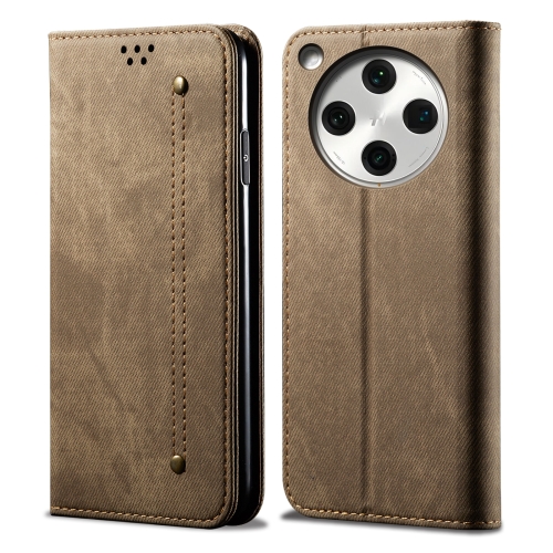 

For OPPO Find X8 Denim Texture Casual Style Horizontal Flip Leather Case(Khaki)