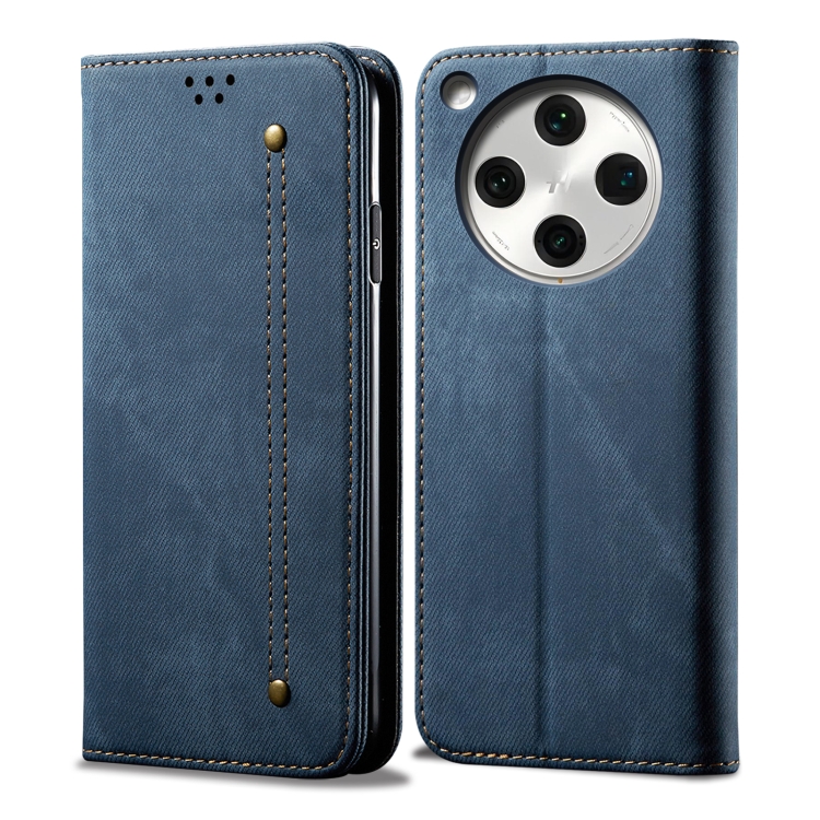 

For OPPO Find X8 Denim Texture Casual Style Horizontal Flip Leather Case(Blue)
