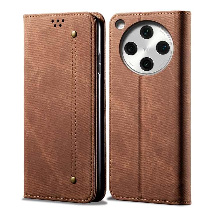 

For OPPO Find X8 Pro Denim Texture Casual Style Horizontal Flip Leather Case(Brown)