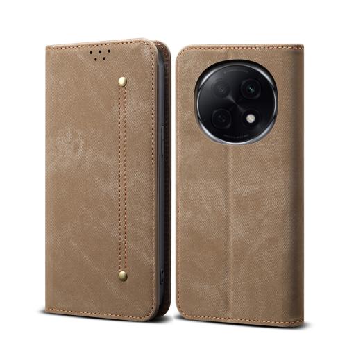 

For OPPO A5 Pro Global Denim Texture Casual Style Horizontal Flip Leather Case(Khaki)