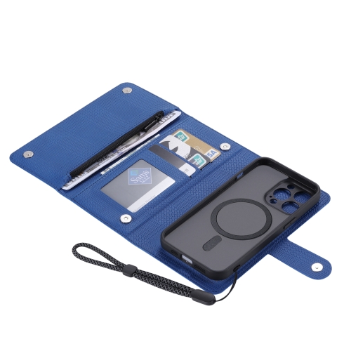 For iPhone 14 Plus ViLi GHB Series MagSafe Magnetic Zipper Leather Phone Case(Blue) xnrkey 3 buttons modified remote flip key shell for bmw e46 e36 e38 e39 e83 e53 z3 z4 x3 x5 325i 3 5 7 series hu92 hu58 blade