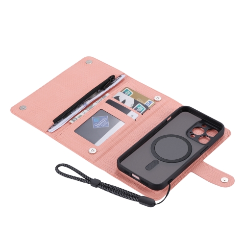 For iPhone 15 Pro ViLi GHB Series MagSafe Magnetic Zipper Leather Phone Case(Pink) 10 pcs set anti rfid blocking reader card cover aluminum foil credit card holder protection id bank case safty pack stationery