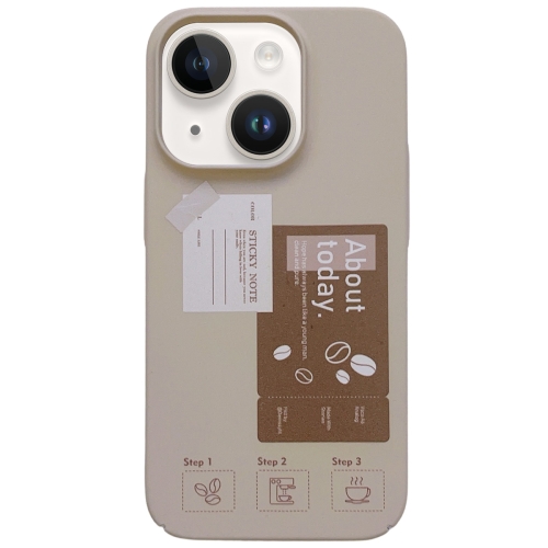 For iPhone 14 Plus Painted Pattern Skin-friendly PC Phone Case(Beige-Coffee Label) обложка lazarr onzo second skin для samsung galaxy note 10 1 p 6010 2014 edition коричневый