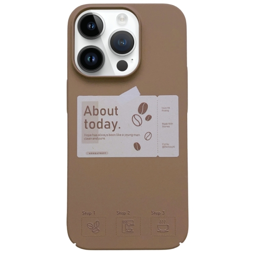 

For iPhone 14 Pro Painted Pattern Skin-friendly PC Phone Case(Coffee-Beige Label)