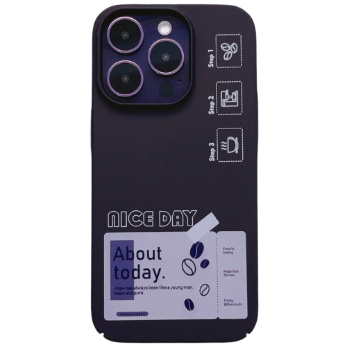 

For iPhone 14 Pro Max Painted Pattern Skin-friendly PC Phone Case(Purple+Label)