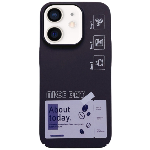 

For iPhone 12 Painted Pattern Skin-friendly PC Phone Case(Purple+Label)