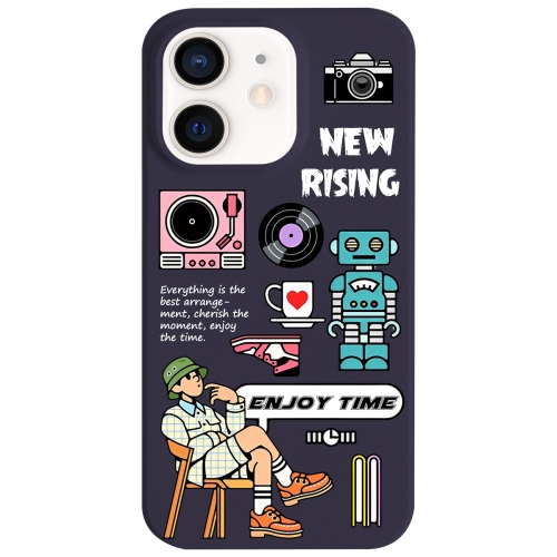 

For iPhone 12 Painted Pattern Skin-friendly PC Phone Case(Enjoy Time)