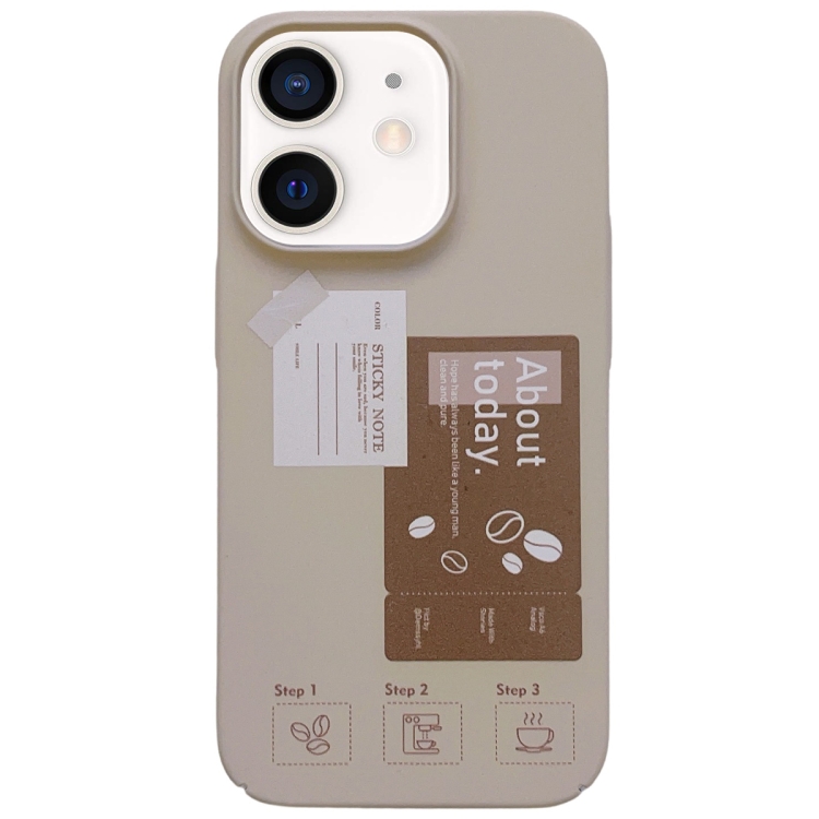 

For iPhone 11 Painted Pattern Skin-friendly PC Phone Case(Beige-Coffee Label)