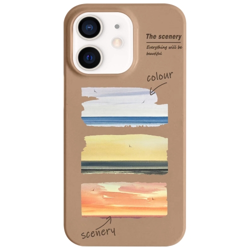 

For iPhone 11 Painted Pattern Skin-friendly PC Phone Case(Coffee+Sunset)