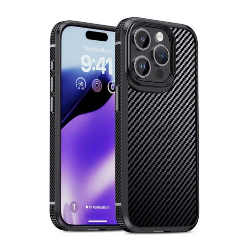 

For iPhone 15 Pro Max iPAKY MG Series Carbon Fiber PC + TPU Protective Phone Case(Black)