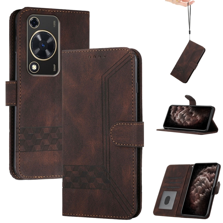 

For Huawei Enjoy 70 Cubic Skin Feel Flip Leather Phone Case(Brown)