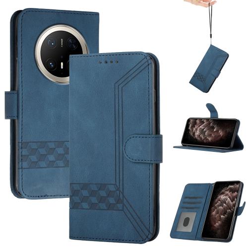 

For Huawei Mate 70 Pro / Mate 70 Pro+ Cubic Skin Feel Flip Leather Phone Case(Blue)