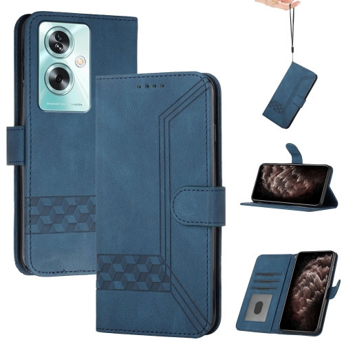 

For OPPO A79 Cubic Skin Feel Flip Leather Phone Case(Blue)