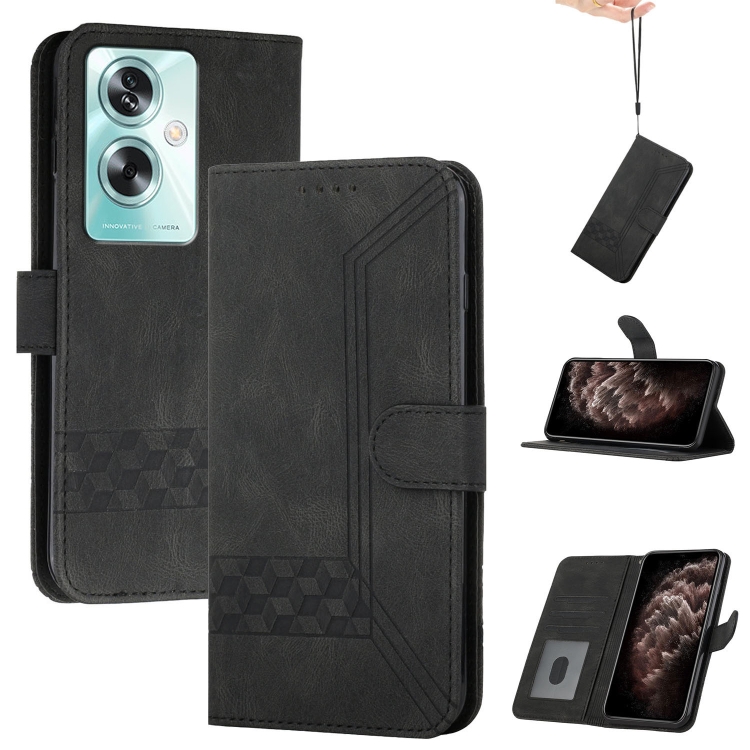 

For OPPO A79 Cubic Skin Feel Flip Leather Phone Case(Black)