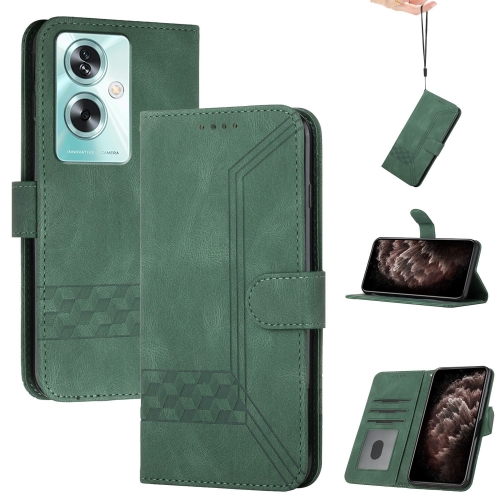 

For OPPO A79 Cubic Skin Feel Flip Leather Phone Case(Green)