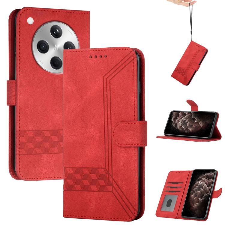 

For OPPO Find X8 Cubic Skin Feel Flip Leather Phone Case(Red)