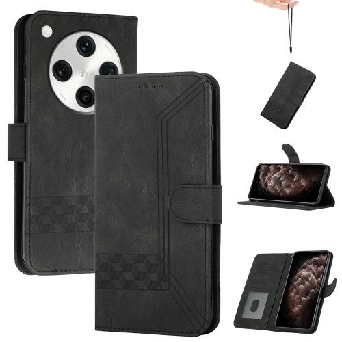 

For OPPO Find X8 Pro Cubic Skin Feel Flip Leather Phone Case(Black)