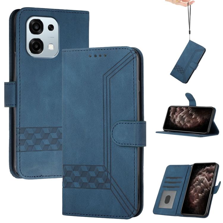 

For OPPO A6 Pro 4G / 5G Global / F31 5G Cubic Skin Feel Flip Leather Phone Case(Blue)