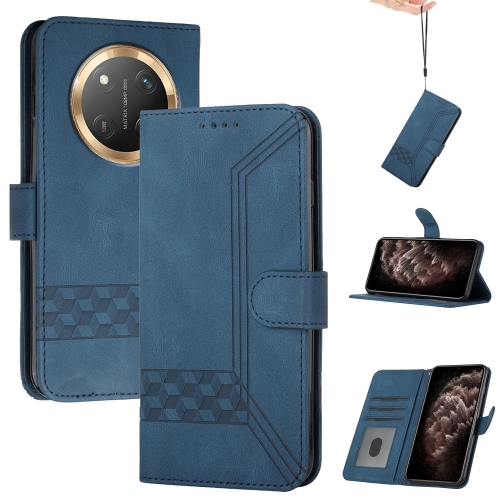 

For Honor X9c Global Cubic Skin Feel Flip Leather Phone Case(Blue)