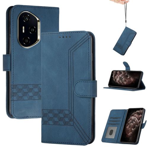 

For Honor 300 Pro / Honor 300 Ultra Cubic Skin Feel Flip Leather Phone Case(Blue)