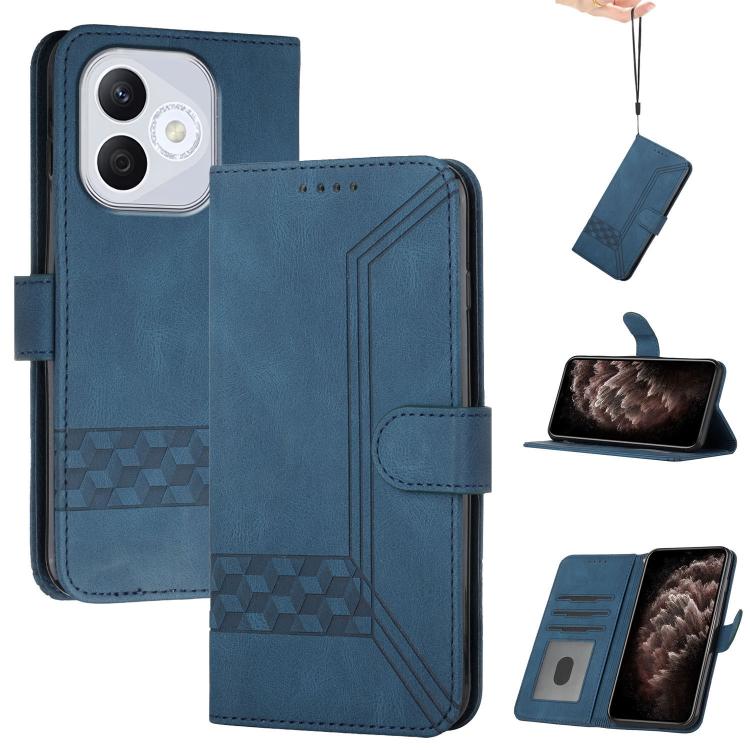 

For Honor 400 Lite Cubic Skin Feel Flip Leather Phone Case(Blue)