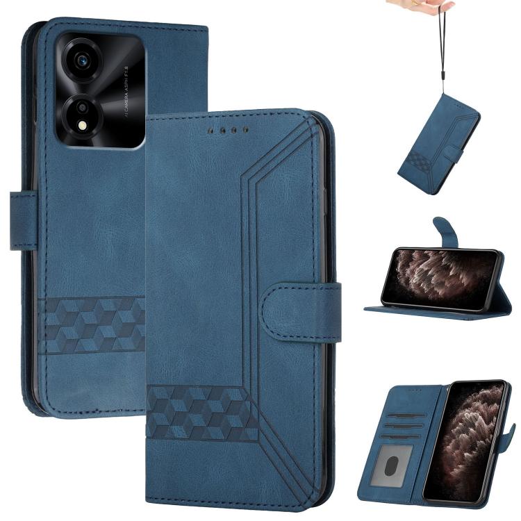 

For Honor X5c 4G / X5c Plus Cubic Skin Feel Flip Leather Phone Case(Blue)