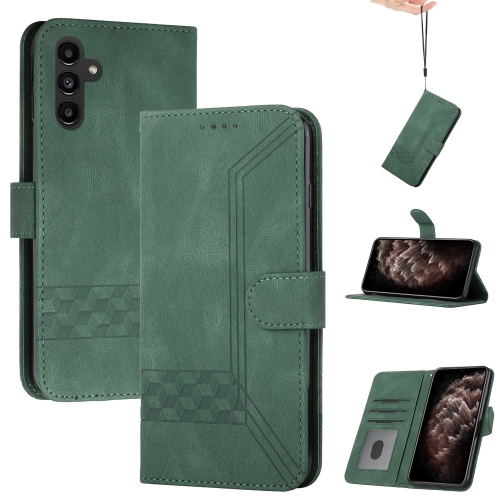 

For Samsung Galaxy S23 FE 5G Cubic Skin Feel Flip Leather Phone Case(Green)
