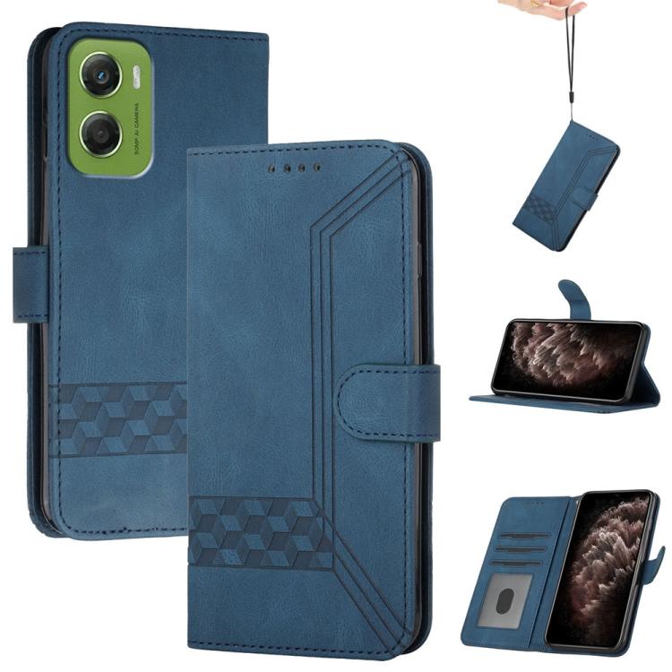 

For Motorola Moto G06 4G Cubic Skin Feel Flip Leather Phone Case(Blue)