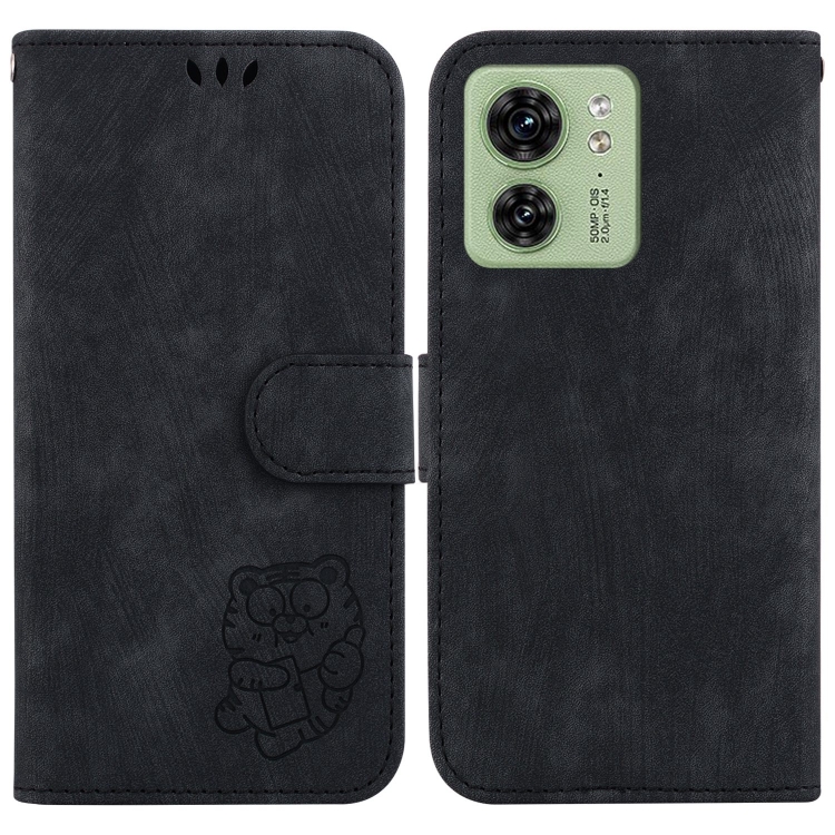 

For Motorola Edge 40 Little Tiger Embossed Leather Phone Case(Black)