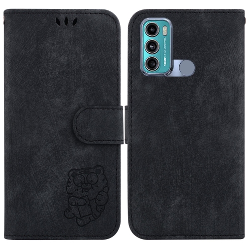 

For Motorola Moto G60 / G40 Fusion Little Tiger Embossed Leather Phone Case(Black)