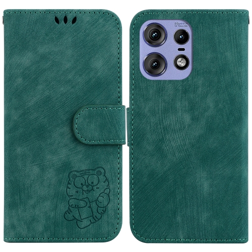 

For Motorola Edge 50 Pro Little Tiger Embossed Leather Phone Case(Green)