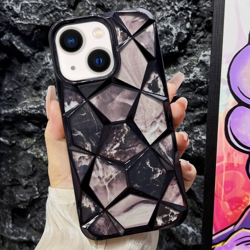 

For iPhone 14 Plus Water Cube Marble Electroplating TPU Phone Case(Black)