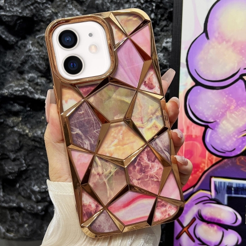 

For iPhone 12 Water Cube Marble Electroplating TPU Phone Case(Gold)