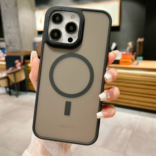 For iPhone 15 Pro Max Imitation Metal Frosted Skin Feel Acrylic MagSafe Phone Case(Black) краска фасадная и для интерьеров bayramix acrylic profi матовая прозрачная база с 0 9 л