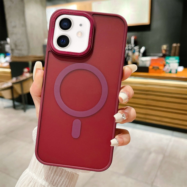 

For iPhone 12 Imitation Metal Frosted Skin Feel Acrylic MagSafe Phone Case(Red)