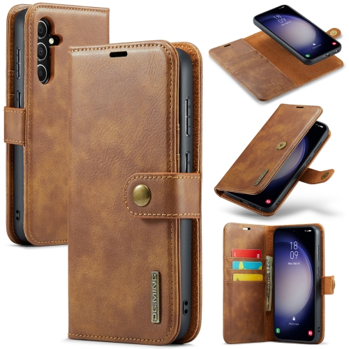 

For Samsung Galaxy S23 FE 5G DG.MING Crazy Horse Texture Detachable Magnetic Leather Case(Brown)
