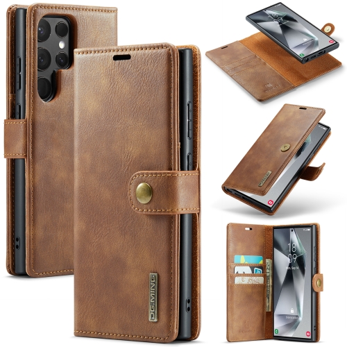 

For Samsung Galaxy S24 Ultra 5G DG.MING Crazy Horse Texture Detachable Magnetic Leather Case(Brown)