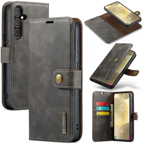 

For Samsung Galaxy S24+ 5G DG.MING Crazy Horse Texture Detachable Magnetic Leather Case(Grey)