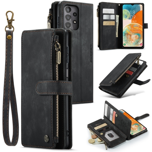 

For Samsung Galaxy A23 CaseMe C30 Card Slots Zipper Wallet Leather Phone Case(Black)