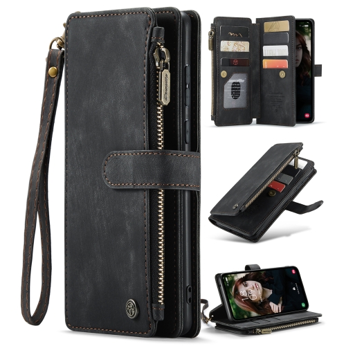 

For Samsung Galaxy S23 FE CaseMe C30 Card Slots Zipper Wallet Leather Phone Case(Black)