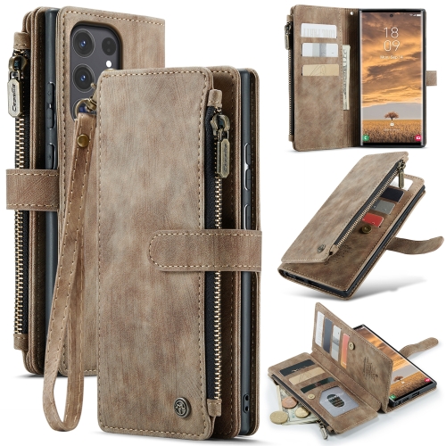 

For Samsung Galaxy S24 Ultra 5G CaseMe C30 Card Slots Zipper Wallet Leather Phone Case(Brown)