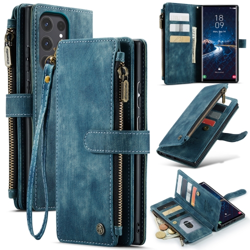 

For Samsung Galaxy S24 Ultra 5G CaseMe C30 Card Slots Zipper Wallet Leather Phone Case(Blue)