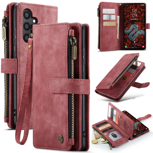 

For Samsung Galaxy S24+ 5G CaseMe C30 Card Slots Zipper Wallet Leather Phone Case(Red)