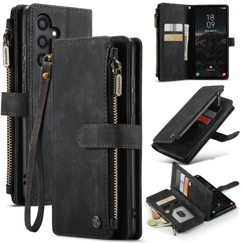 

For Samsung Galaxy S24 5G CaseMe C30 Card Slots Zipper Wallet Leather Phone Case(Black)