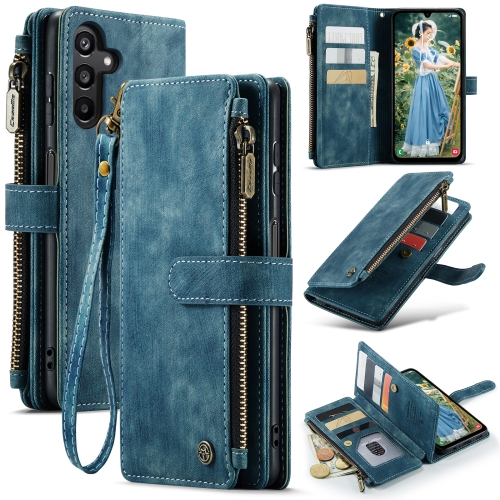 

For Samsung Galaxy A15 CaseMe C30 Card Slots Zipper Wallet Leather Phone Case(Blue)