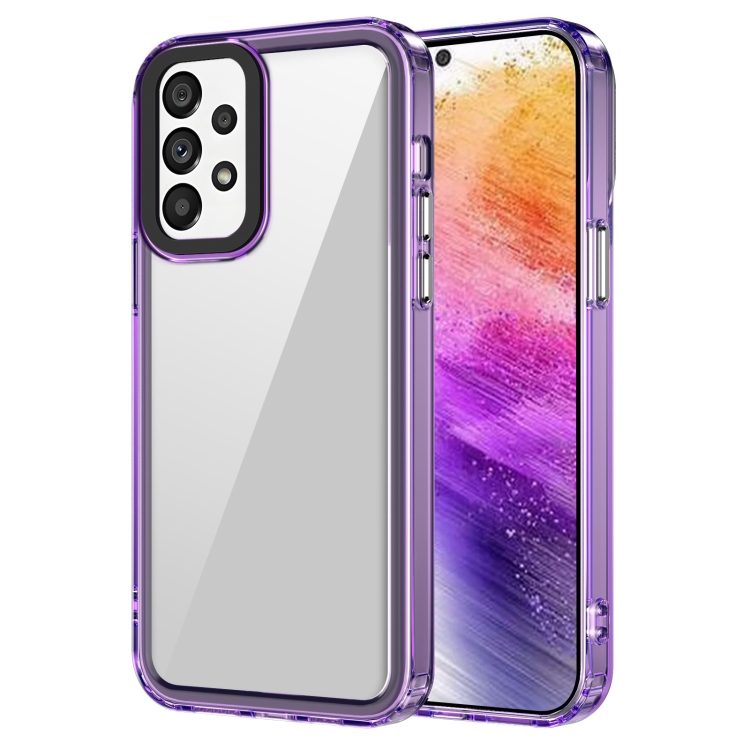 

For Samsung Galaxy A73 5G Transparent Acrylic + TPU Shockproof Phone Case(Transparent Purple)