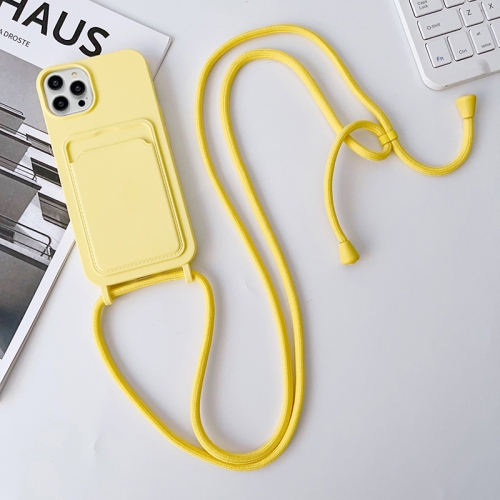 For iPhone 15 Pro Crossbody Lanyard Elastic Silicone Card Holder Phone Case(Light Yellow) for iphone 15 pro max crossbody lanyard elastic silicone card holder phone case dark green