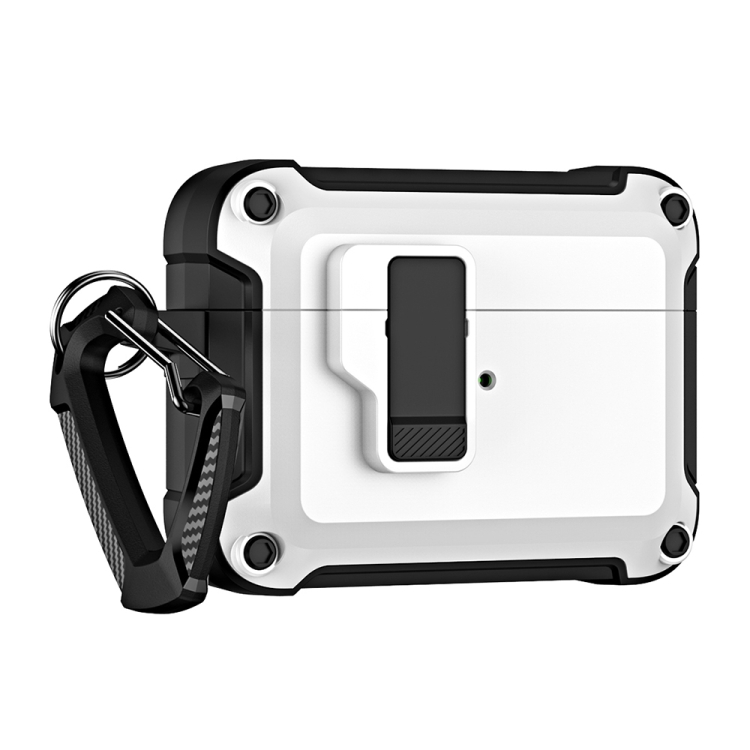 

For AirPods Pro 2 TPU + PC Wireless Bluetooth Earphone Protective Case with Switch Lock & Hook(White)