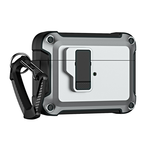 

For AirPods Pro 2 TPU + PC Wireless Bluetooth Earphone Protective Case with Switch Lock & Hook(Grey)