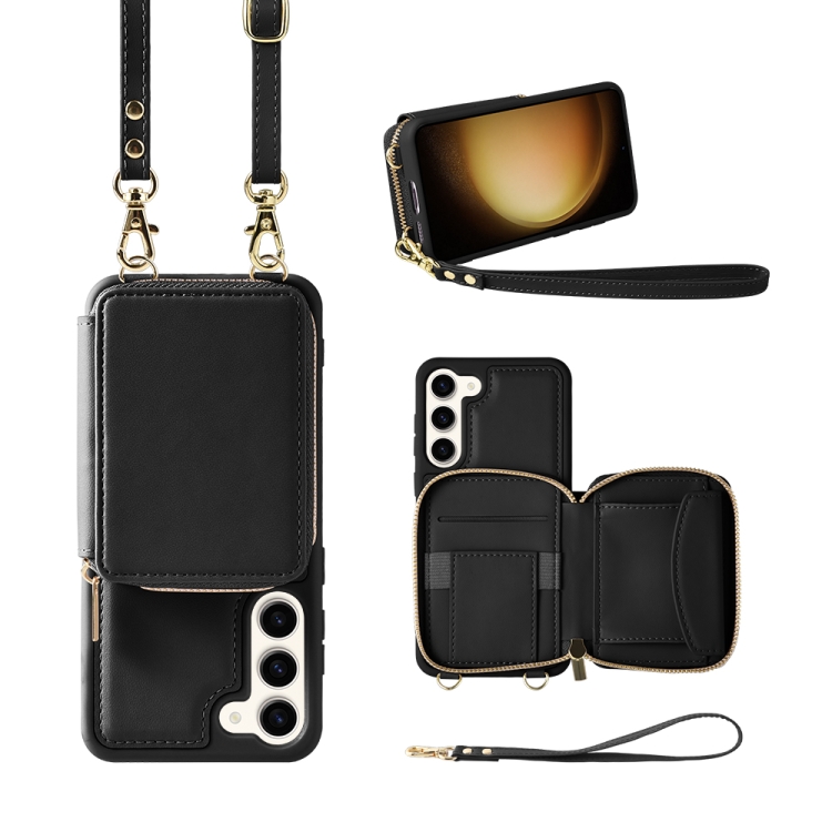 

For Samsung Galaxy S23 5G Multifunctional Zipper Wallet RFID Phone Leather Case(Black)